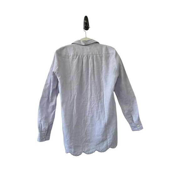 Claridge + King Linen Tunic Long Sleeve Scalloped Edges Lavender Women's Size XS - Picture 3 of 6